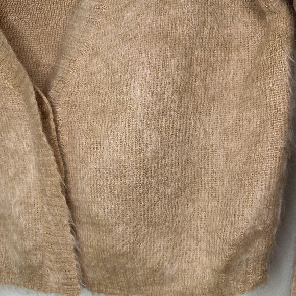 Cheap Monday Kaelen Mohair Cardigan Sweater Womens Small Tan Fuzzy Button EUC - Picture 4 of 8